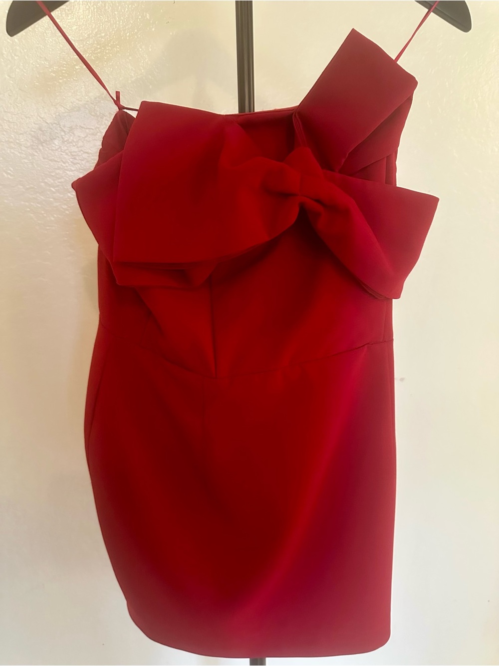 Red Bow-Accent Strapless Mini Dress
